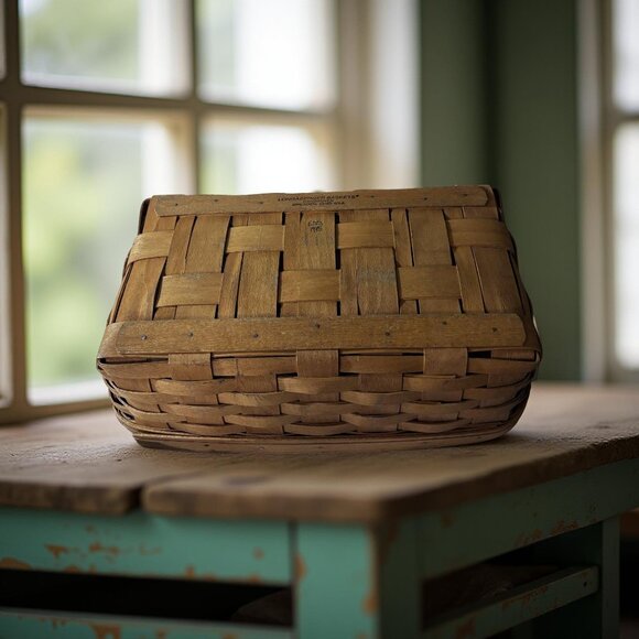 Longaberger Divided Organizer Basket w/ WoodCrafts 6-Section Insert, Leather Han - Picture 10 of 10